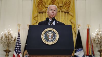 Joe Biden talar om Afghanistan i Vita huset den 8 juli 2021.