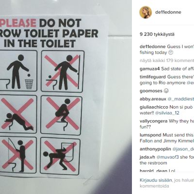 WC-pöntön käyttöön liittyviä kieltoja.