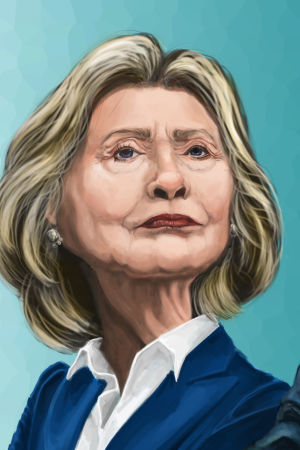 Karikatyr av Hillary Clinton och Donald Trump.