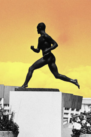 Olympiastadion och Paavo Nurmi statyn.