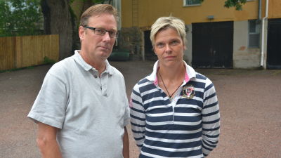Stefan Haglund från Ekenäs IF och Mia Källberg från If Raseborg.