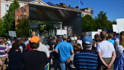 Vargdemonstration på Vasa torg.