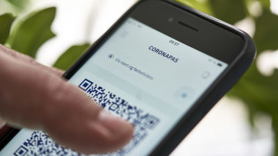 Danskt coronapass på mobilen.