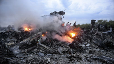 Varket av nedskjutna Malaysian Airlines MH17 i östra Ukraina.