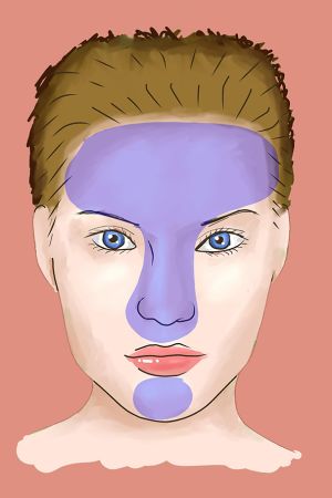 T-området. Illustration på ett ansikte med t-området markerat.