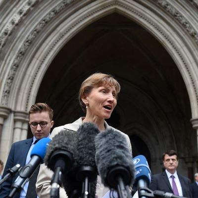 Marina Litvinenko antamassa lausuntoa Lontoossa 31. heinäkuuta.