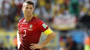 Cristiano Ronaldo jalkapallon maailmanmestaruuskilpailuissa 2014. // Kuva: EPA / Guillaume Horcajuelo