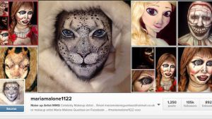 Maria Malone on yksi Instagramin muuntautumiskykyisimmistä meikkitaiteilijoista. // Kuva: Instagram.com / mariamalone1122