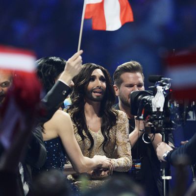 Conchita Wurst jännitti Euroviisufinaalin pistelaskentaa 10. toukokuuta.