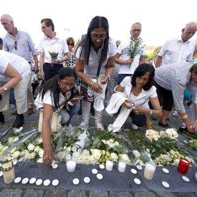 Sadat ihmiset osallistuivat alasammutun malesialaiskoneen muistomarssille Maastrichtissa, Hollannissa 31. heinäkuuta 2014.