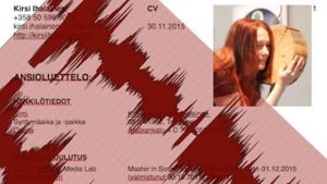 Kuva cv:stä, jonka päällä on äänigrafiikoita.