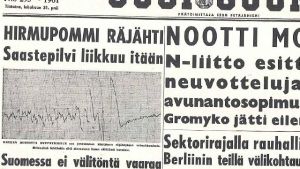 Uusi Suomi -lehden etusivu 31.10.1961