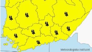 Varning för skogsbränder råder i hela Södra Finland. Karta som visar varning för skogsbrand i hela södra Finland.
