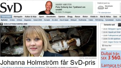Johanna Holmström får Svd:s litteraturpris