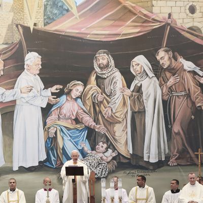Paavi Franciscus veti ulkoilmamessun Betlehemissa 25. toukokuuta.