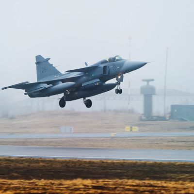 Ruotsin ilmavoimien JAS-39 Gripen -hävittäjä.