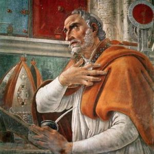 Målning från ca 1480 av Sandro Botticelli som föreställer Augustinus. Målning av Sandro Botticelli från ca 1480 som föreställer Augustinus.