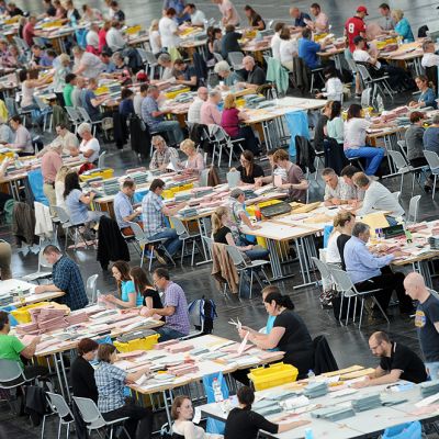 Eurovaalien ääntelaskentaa.