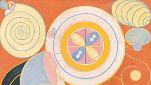 De tio största - nr 3 Ynglingaåldern. Detalj. abstrakt målning av Hilma af Klint.