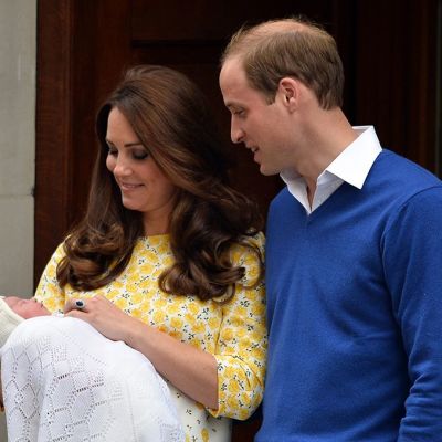 Prinssi William ja herttuatar Catherine vasta syntyneen pikkuprinsessan kanssa 2. toukokuuta 2015.