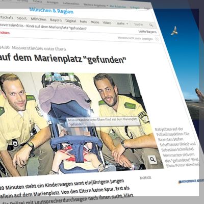 Kuvakaappaus Süddeutsche Zeitungin nettisivuilta jutusta, joka käsittelee unohdettua 1-vuotiasta suomalaislasta.