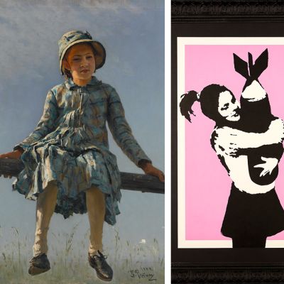 Repin: Pyryharakka, Banksy: Bomb hugger ja Dylan: Woman with Scarf.