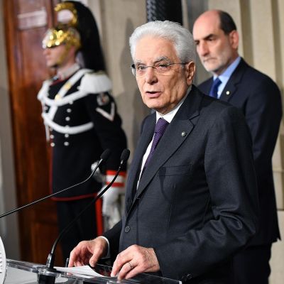 Italian presidentti Sergio Mattarella kertoi hallitusneuvotteluiden kariutumisesta.