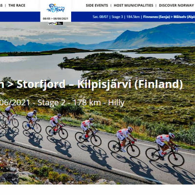 Polkupyöräkilpailijat Norjan maisemassa