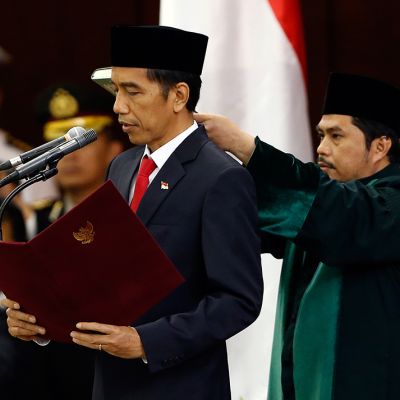 Indonesian uusi presidentti Joko Widodo vannoi virkavalan 20. lokakuuta 2014 Jakartassa, Indonesiassa.