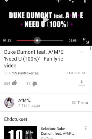 Ei mainoksia -teksti kertoo asian selvästi. Sen alla näkyy offline-latausnappi ei mainoksia music key