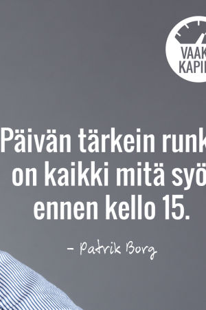 Patrik Borg, Vaakakapinan ravintoasiantuntija.