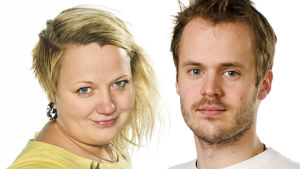 En gång i tiden snackade Kia och Dan samhällsfrågor mellan klockan tolv och två. Kia och Dan som tittar in i kameran.