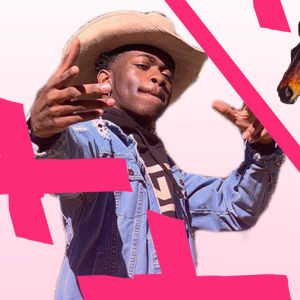 Lil Nas X promokuva ja Old Town Road -levykansi, jossa on kaksi hevosta.