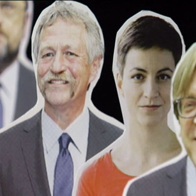 Fyra av toppkandidaterna i EU-valet 2014: fr.v. Martin Schultz, José Bové, Ska Keller och Guy Verhofstadt.
