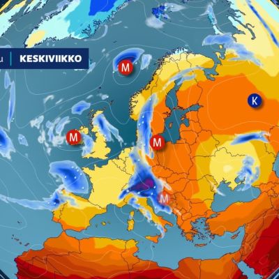 Lämmintä ilmaa virtaa Suomeen etelästä