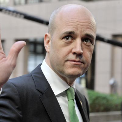 Ruotsin pääministeri Fredrik Reinfeldt kuvattuna saapuessaan Brysseliin 20. maaliskuuta 2014.