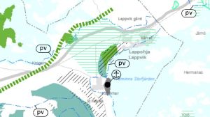 Området med gröna ränder står för "kulturmiljö av intresse på landskapsnivå" i det nuvarande förslaget till etapplandskapsplan. Tanken är att styrelsen för Nylands förbund ska behandla planen i mars. En karta.
