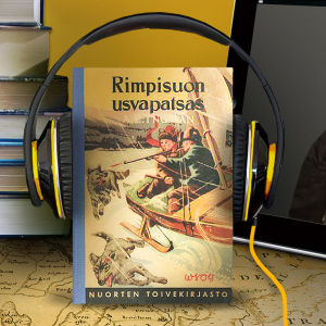 Kirjoja, kompassi, Rimpisuon usvapatsas -kirja ja A. E. Ingmanin kuva pöydällä