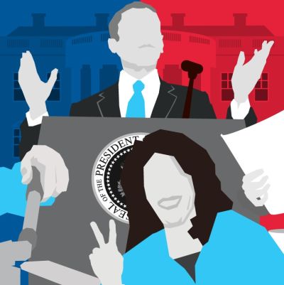 Grafisk illustration som symboliserar USA:s president.
