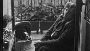 Den franska författaren Colette på sin balkong i Paris. Den franska författaren Sidonie Gabrielle Colette fotograferad på sin balkong år 1932.