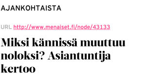 Otsikko Me Naiset -lehden nettisivuilta Otsikko Me Naiset -lehden nettisivuilta, kuvankaappaus Klikinsäästäjä-yhteisöstä