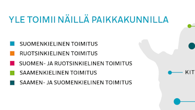 Ylen toimituksen alueilla. aluetoimitukset, paikkakunnat