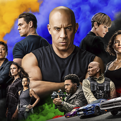 Yksityiskohta Fast & Furious 9:n elokuvan julisteesta.