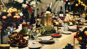 Illustration ur Mikojans klassiska kokbok Illustration ur Anastas Mikojans ryska kokbok "En bok om god och sund mat".