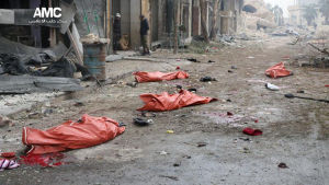 Dödsoffer i liksäckar i östra Aleppo 30.11.2016 Dödsoffer i liksäckar i östra Aleppo 30.11.2016