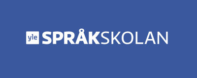 Teksti Yle Språkskolan sinisellä taustalla.