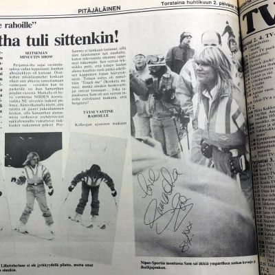 Kuva Pitäjäläinen-lehden Samantha Foxin vierailusta kertovasta jutusta vuodelta 1987.