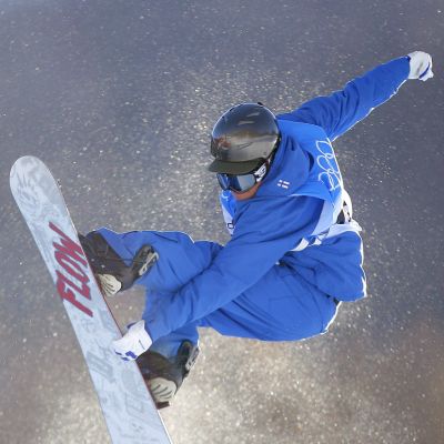 Antti Autti Torinon olympiakisojen harjoituksissa.
