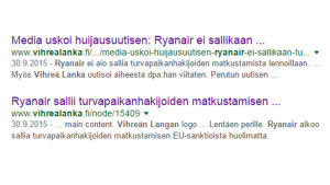 Kuvakaappaus Google-hakutuloksesta