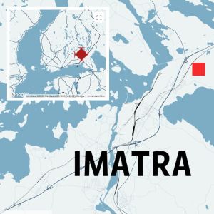 Karta över Imatra med flygfältet utmärkt.